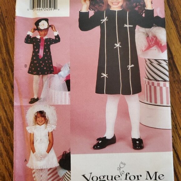 Vogue Other - 90s Vogue Pattern 9576 Toddler Girls A Line Dress Above Knee Princess 2 3 4